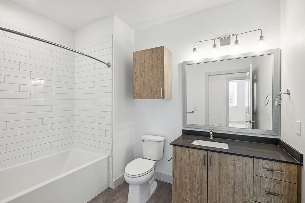 Bathroom with sink and toilet at The Braydon Apartments in Napa CA